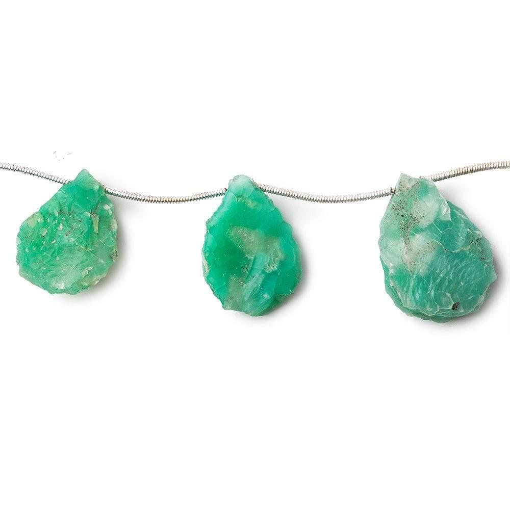 Green Agate Hammer Faceted Pear Beads - The Bead Traders