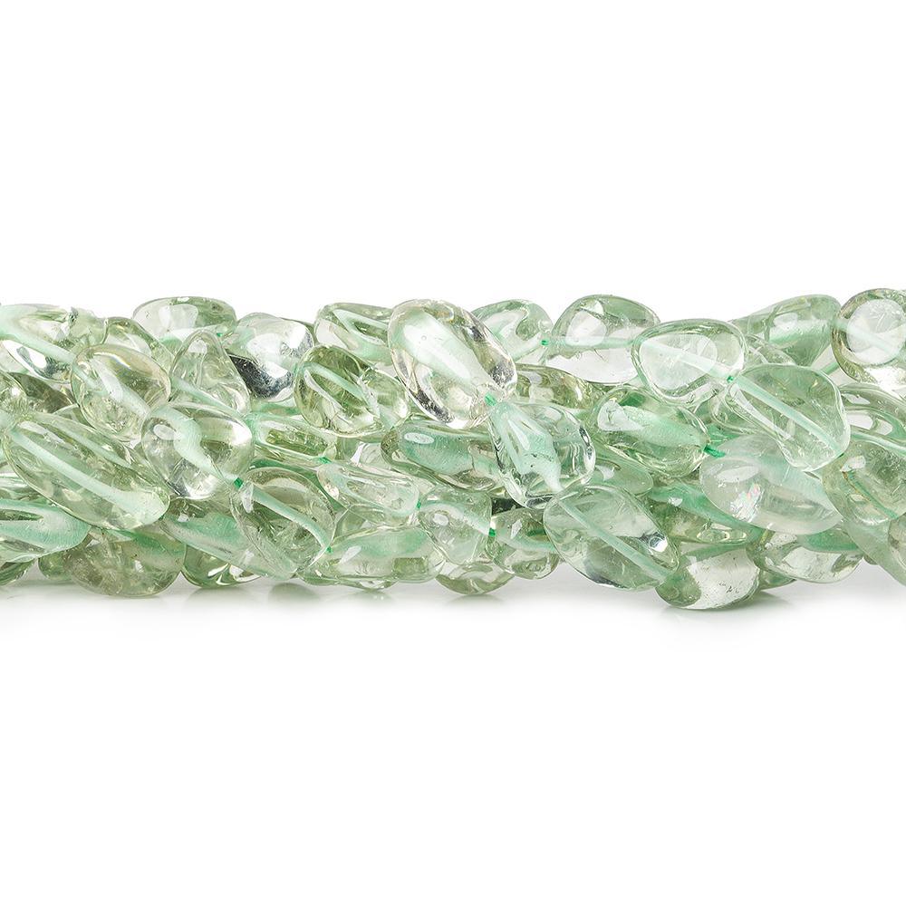 Green Amethyst (Prasiolite) straight drilled plain nuggets 13 inch 27 beads - The Bead Traders