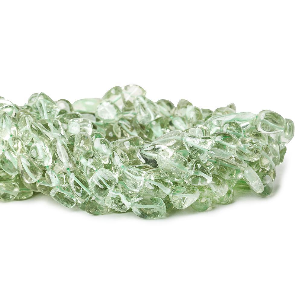 Green Amethyst (Prasiolite) straight drilled plain nuggets 13 inch 27 beads - The Bead Traders