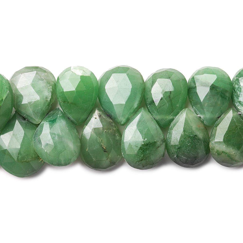 Green Aventurine Beads Faceted Top Drilled 12-15mm Pears - The Bead Traders