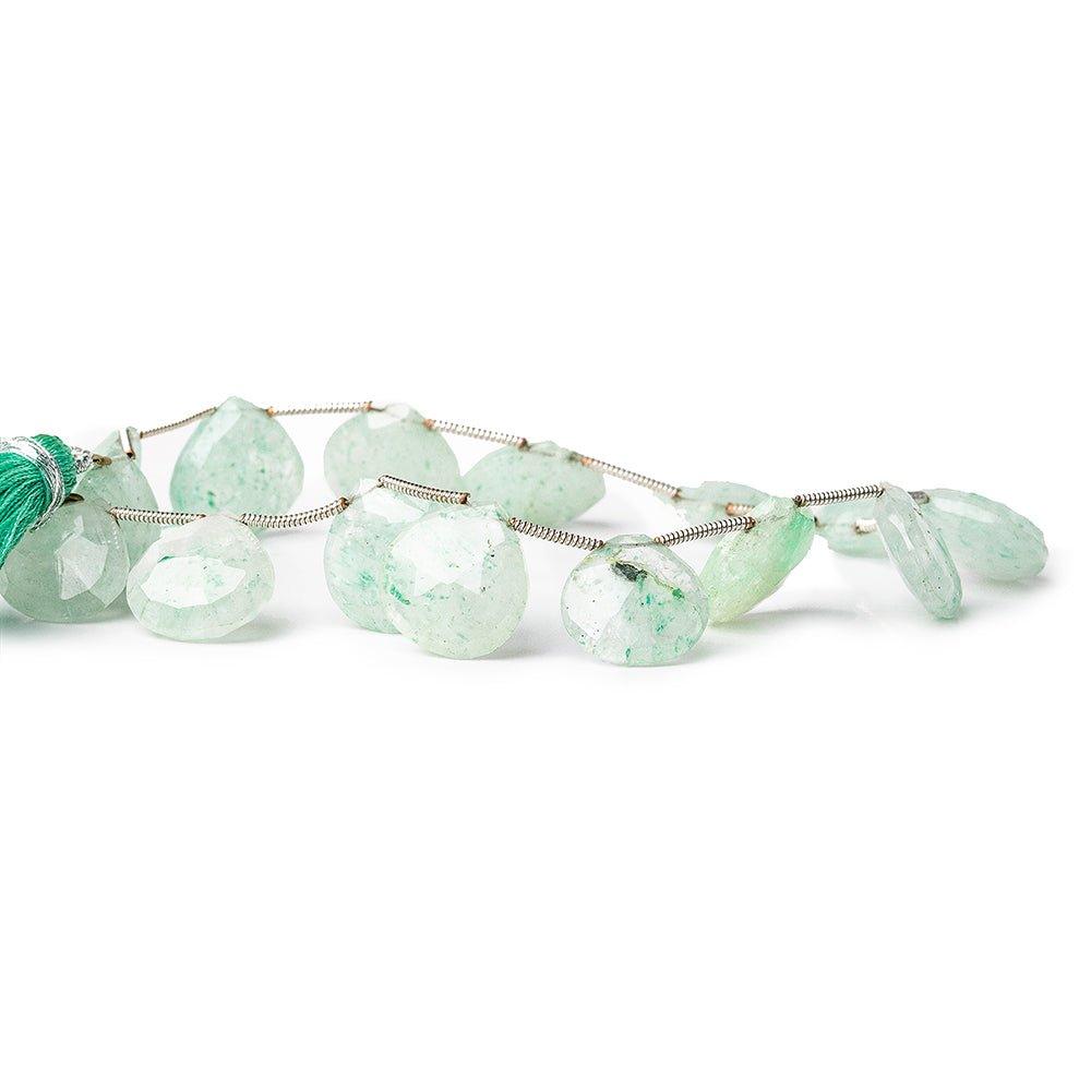 Green Aventurine Faceted Heart Beads 8 inch 14 pieces - The Bead Traders