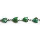 Green Aventurine Hearts Black Gold Chain 18 pieces - The Bead Traders