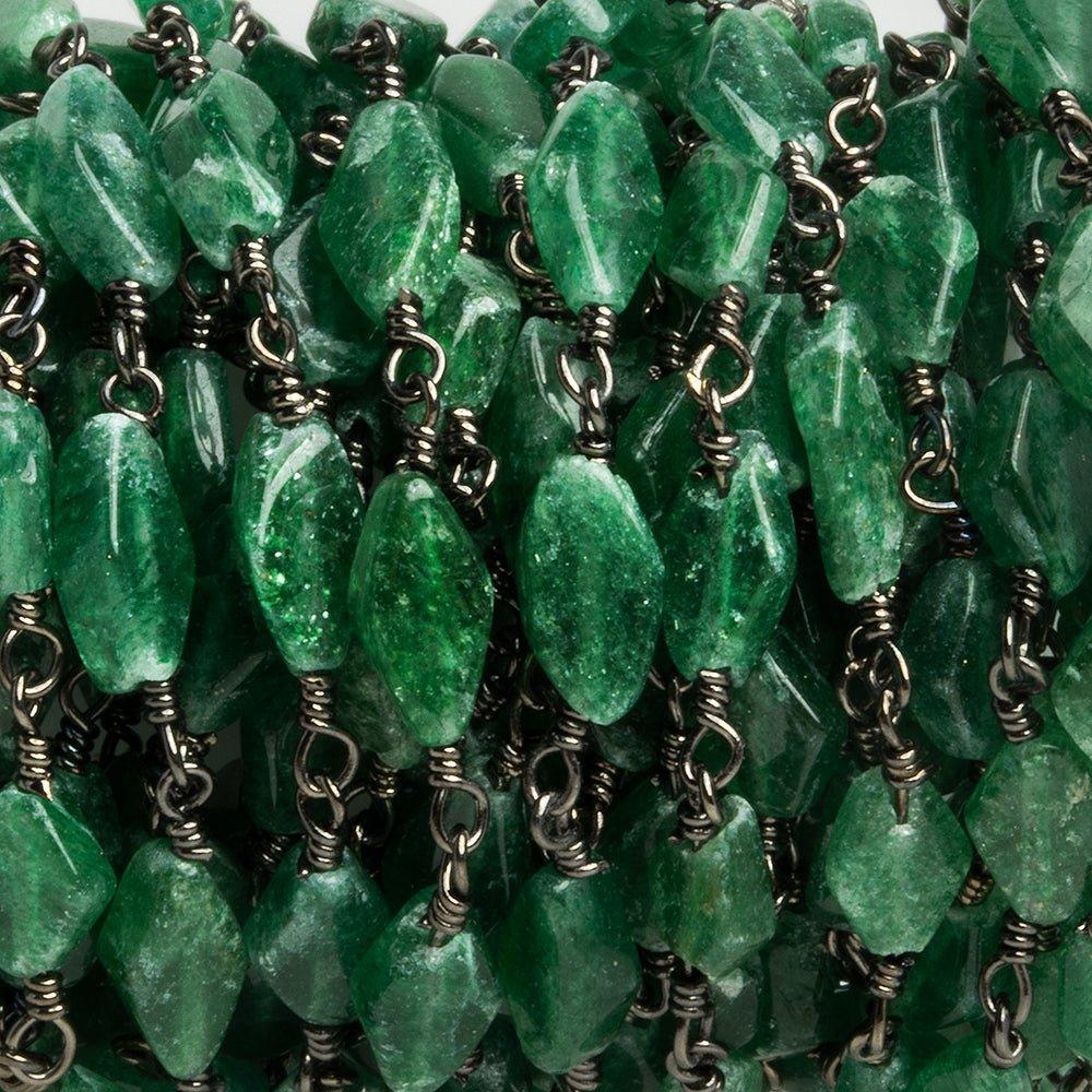 Green Aventurine Kites Black Gold Chain 22 pieces - The Bead Traders