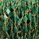 Green Aventurine Kites Gold Plated Chain 21 pieces - The Bead Traders