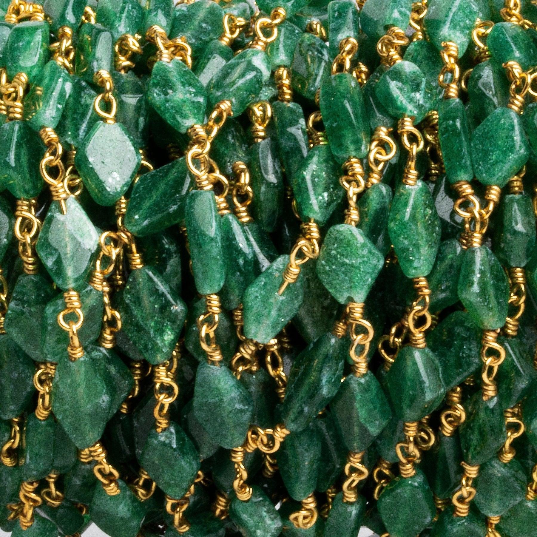 Green Aventurine Kites Gold Plated Chain 21 pieces - The Bead Traders