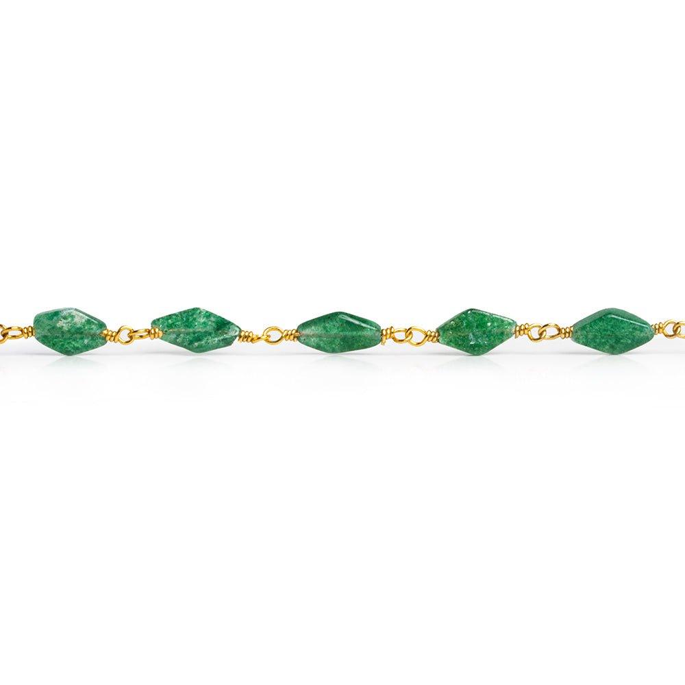 Green Aventurine Kites Gold Plated Chain 21 pieces - The Bead Traders