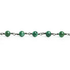 Green Aventurine Plain Rounds Black Gold Plated Chain 23 pieces - The Bead Traders