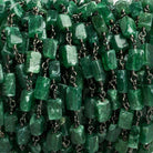 Green Aventurine Rectangles Black Gold Chain 23 pieces - The Bead Traders