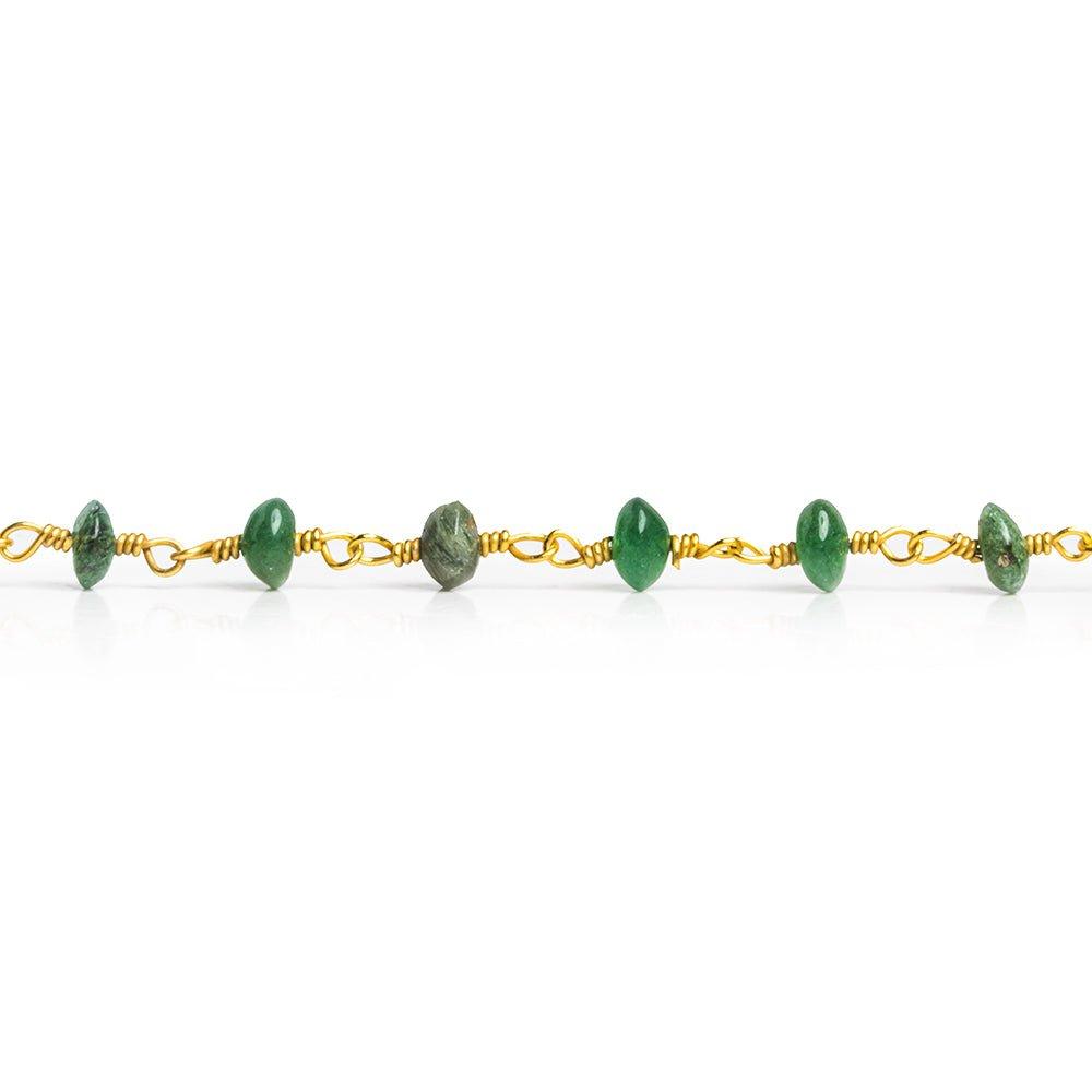Green Aventurine Rondelle Gold Plated Chain 33 pieces - The Bead Traders