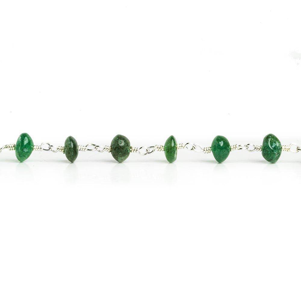 Green Aventurine Rondelles Silver Plated Chain 30 pieces - The Bead Traders