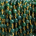Green Aventurine Rounds Gold Plated Chain 27 pieces - The Bead Traders