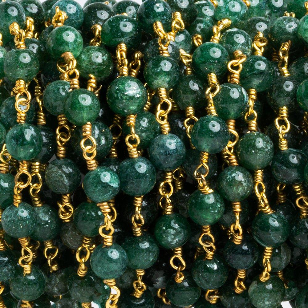 Green Aventurine Rounds Gold Plated Chain 27 pieces - The Bead Traders