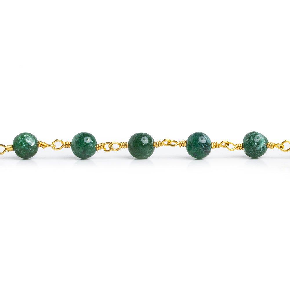 Green Aventurine Rounds Gold Plated Chain 27 pieces - The Bead Traders