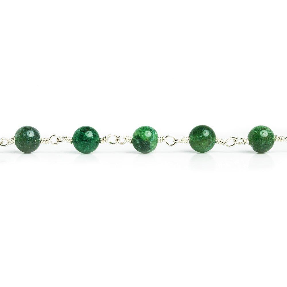 Green Aventurine Rounds Silver Plated Chain 27 pieces - The Bead Traders