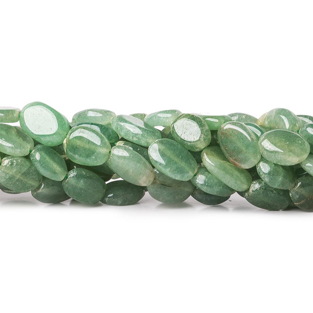 Green Aventurine straight drilled plain oval nuggets 14 inch 33 beads - The Bead Traders