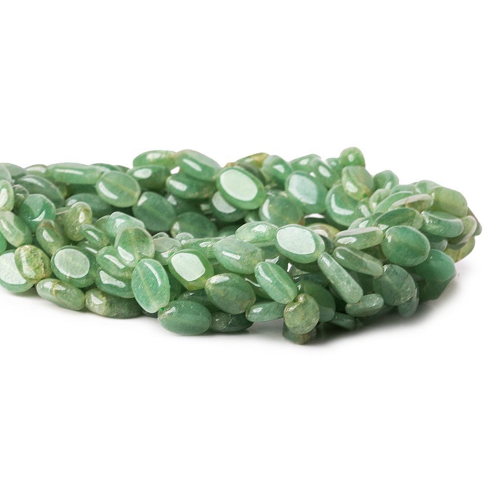 Green Aventurine straight drilled plain oval nuggets 14 inch 33 beads - The Bead Traders
