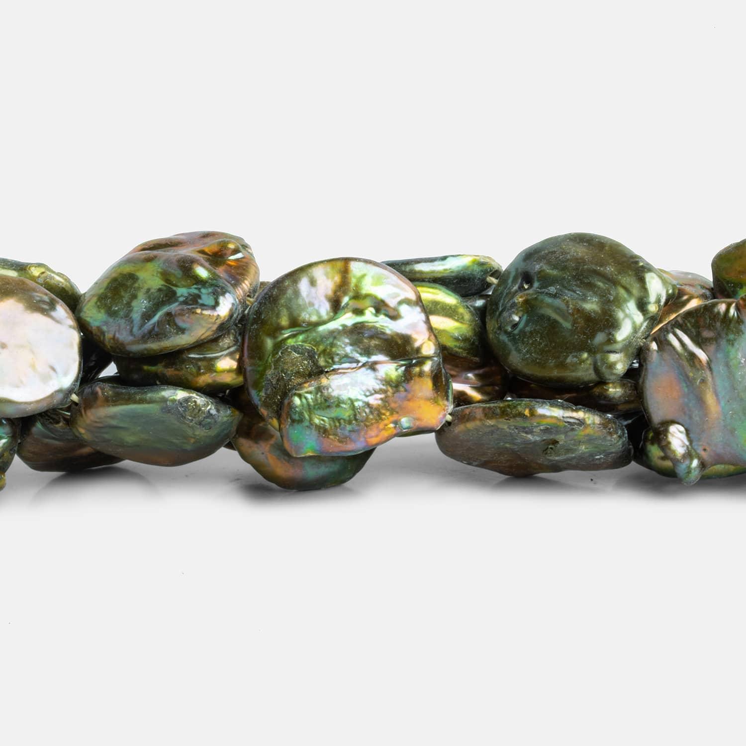 Green Baroque Pearls 16 inch 15 pieces - The Bead Traders