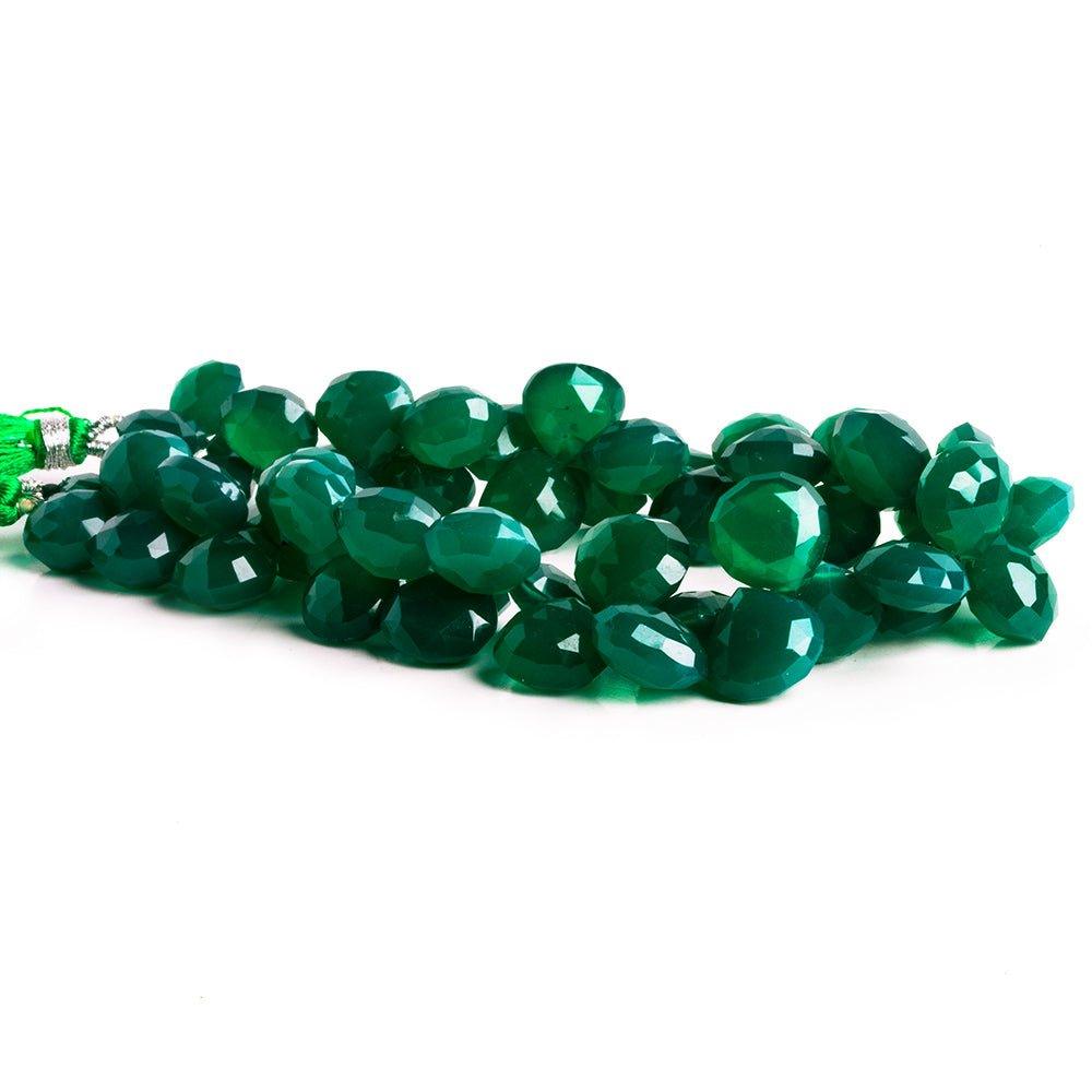 Green Chalcedony Faceted Heart Beads 8 inch 48 pieces - The Bead Traders