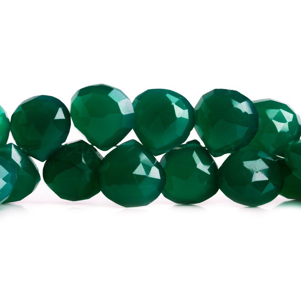 Green Chalcedony Faceted Heart Beads 8 inch 48 pieces - The Bead Traders