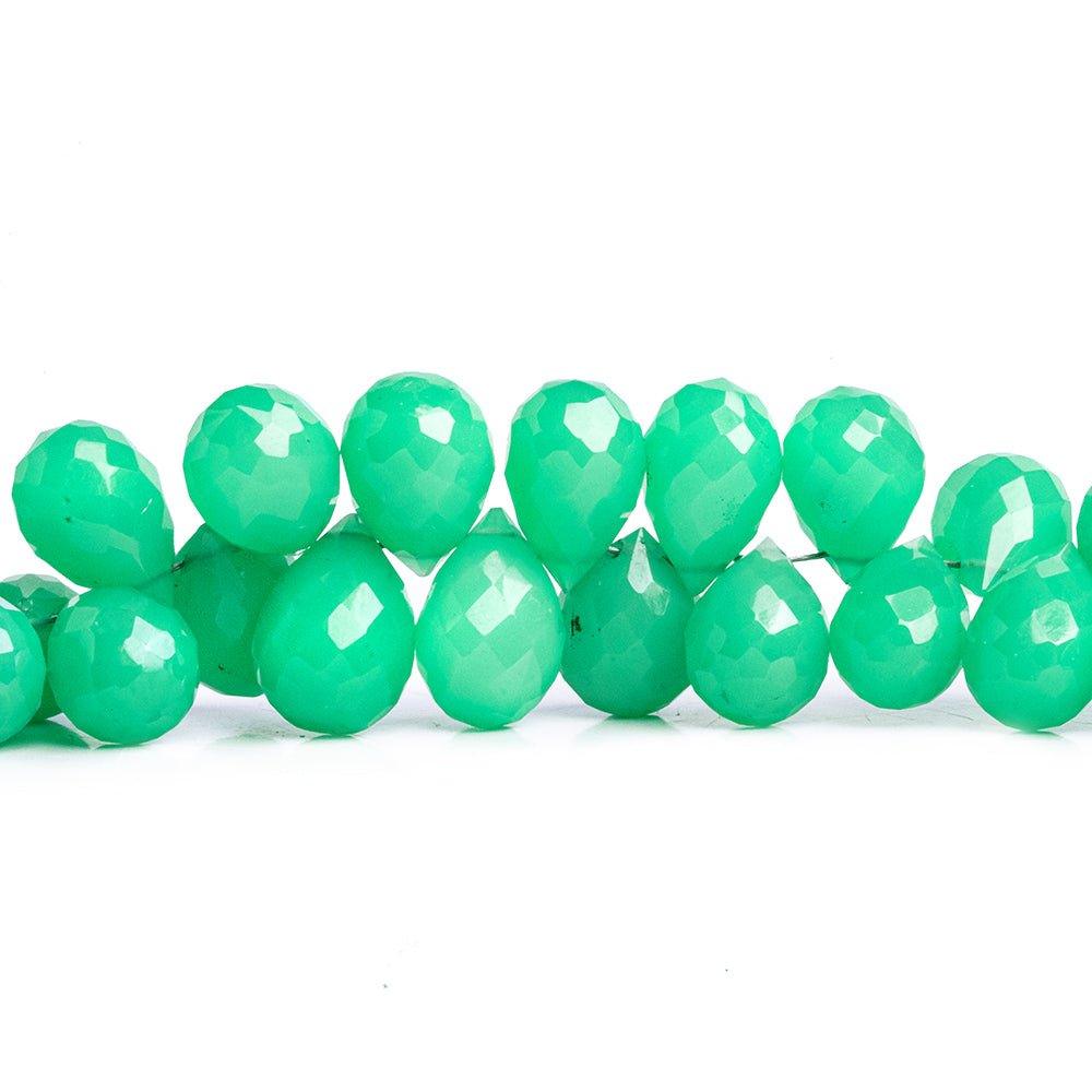 Green Chalcedony Faceted Teardrop Beads 8 inch 70 pieces - The Bead Traders