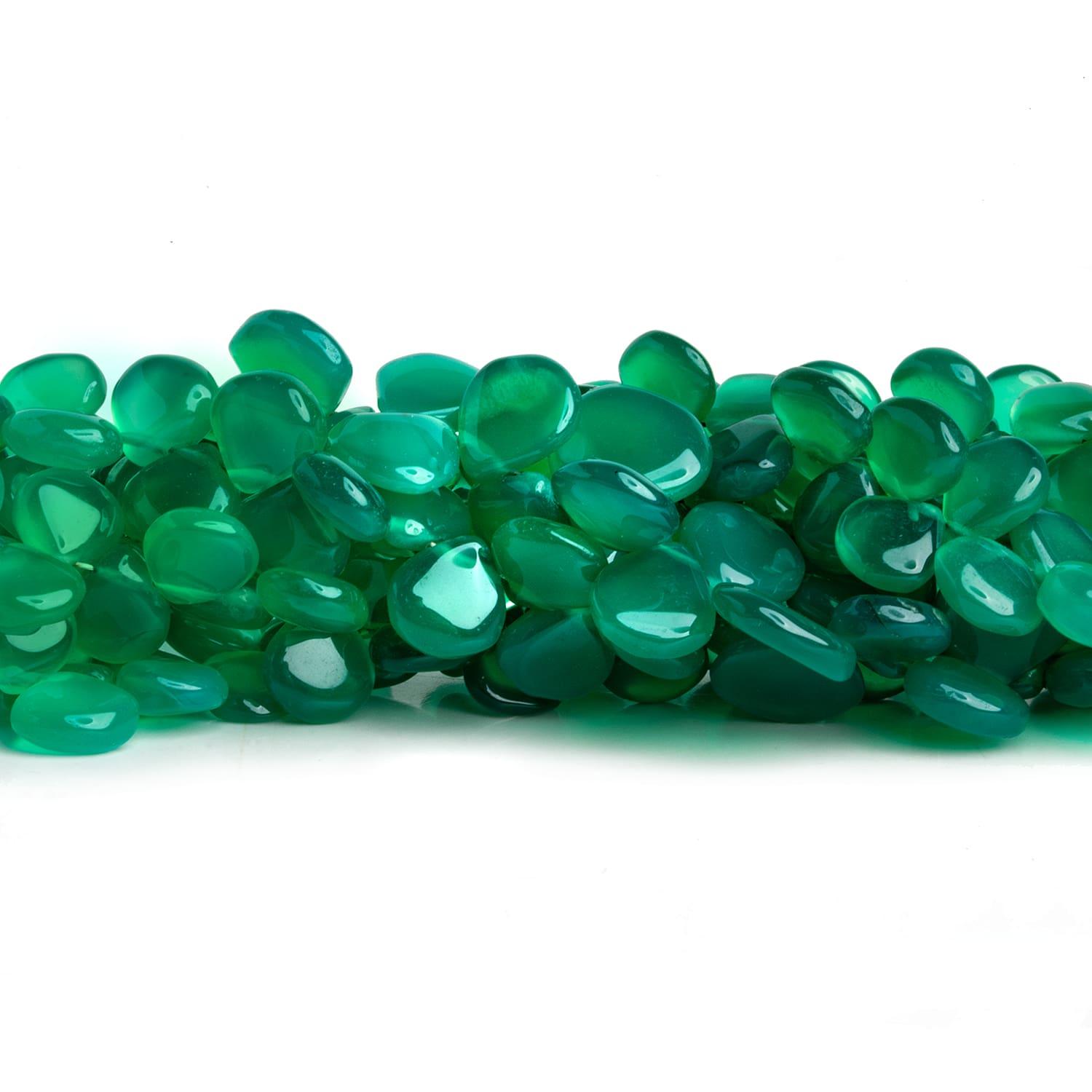 Green Chalcedony Plain Hearts 8 inch 63 beads - The Bead Traders