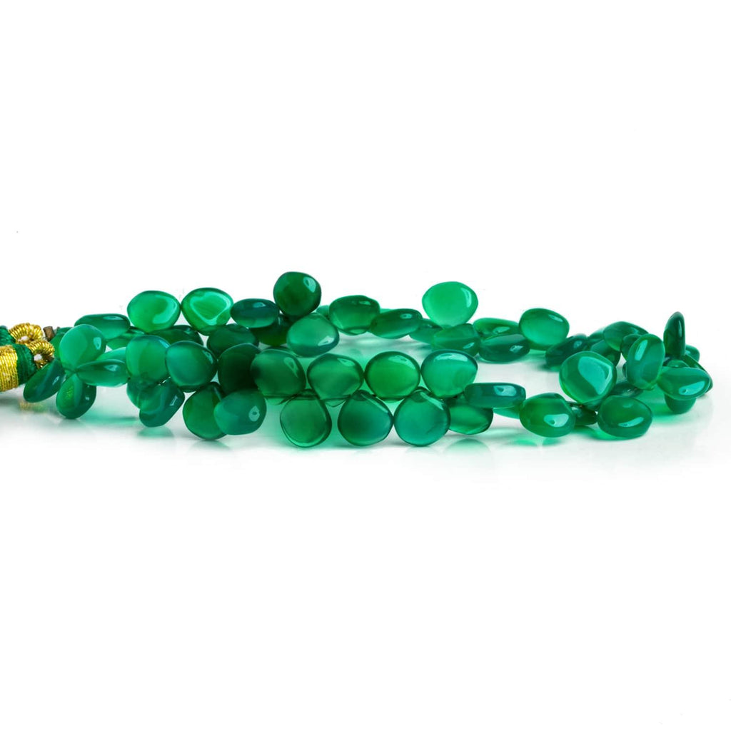 Green Chalcedony Plain Hearts 8 inch 63 beads - The Bead Traders