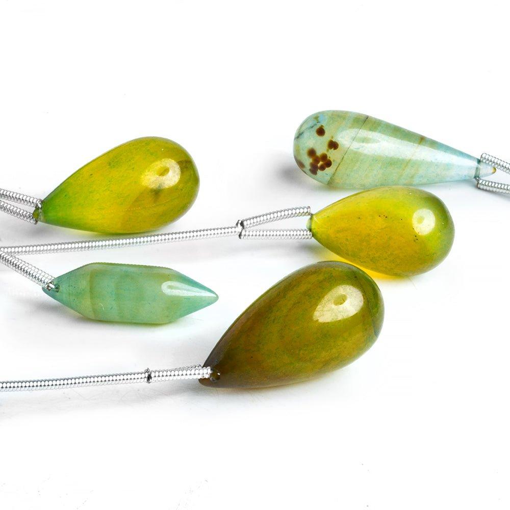 Green Chalcedony Teardrops - Lot of 5 - The Bead Traders