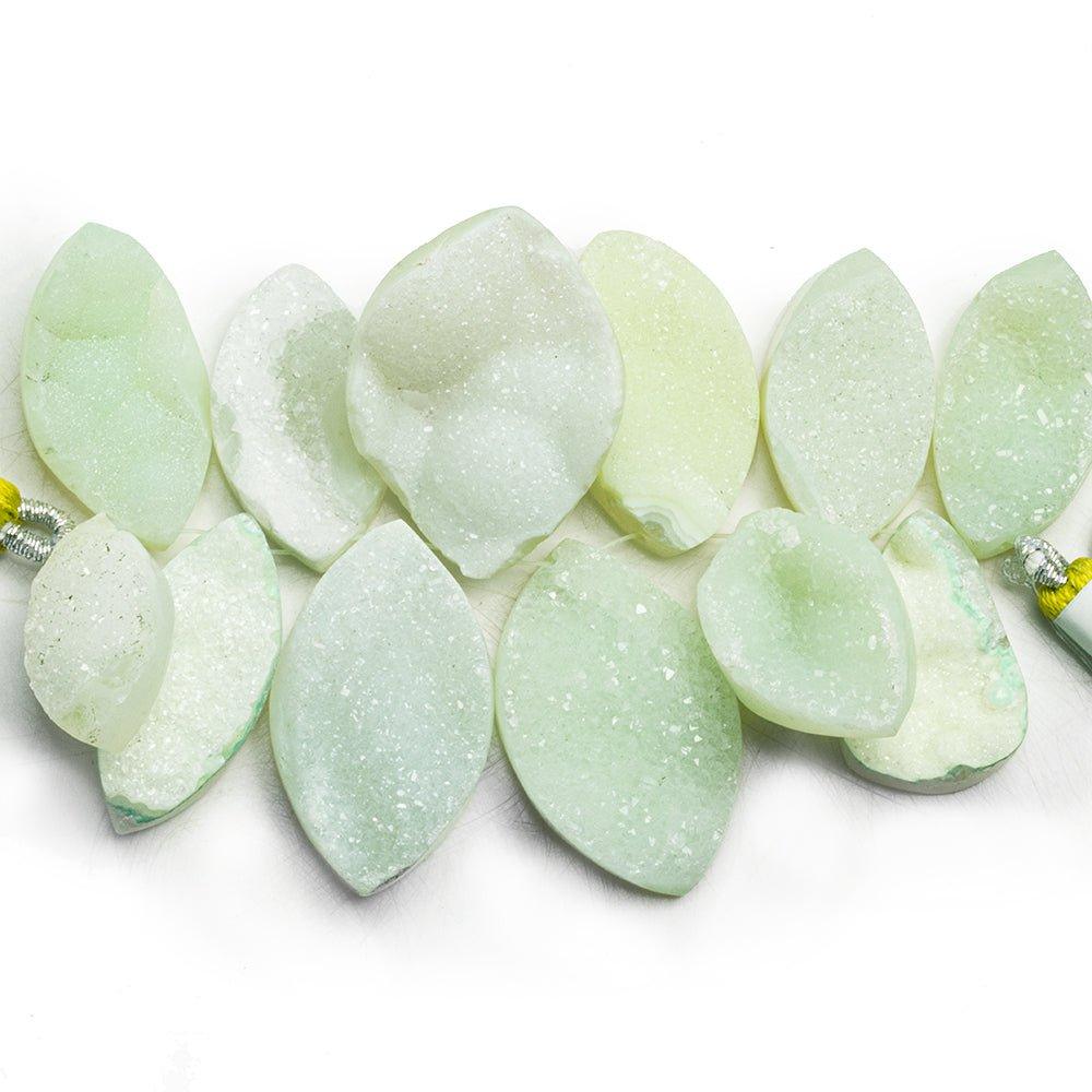 Green Drusy Marquise Beads 12 pieces - The Bead Traders