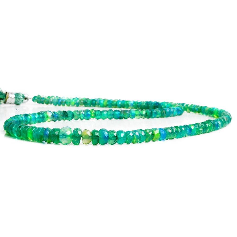Green Ethiopian Opal Faceted Rondelle Beads 16 inch 170 pieces - The Bead Traders