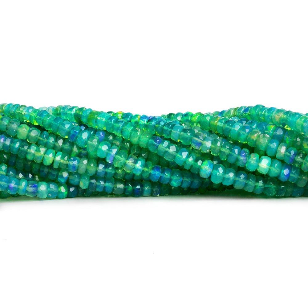 Green Ethiopian Opal Faceted Rondelle Beads 16 inch 170 pieces - The Bead Traders