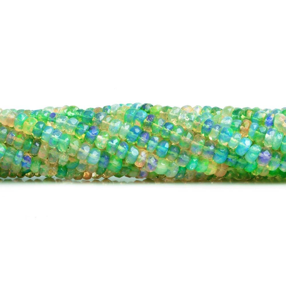 Green Ethiopian Opal Faceted Rondelle Beads 17 inch 185 pieces - The Bead Traders