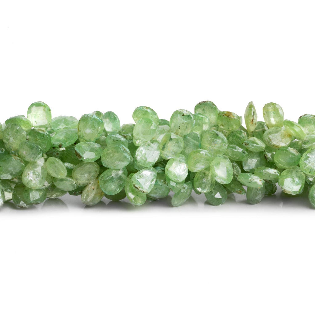 Green Kyanite Faceted Hearts 8 inch 45 beads - The Bead Traders