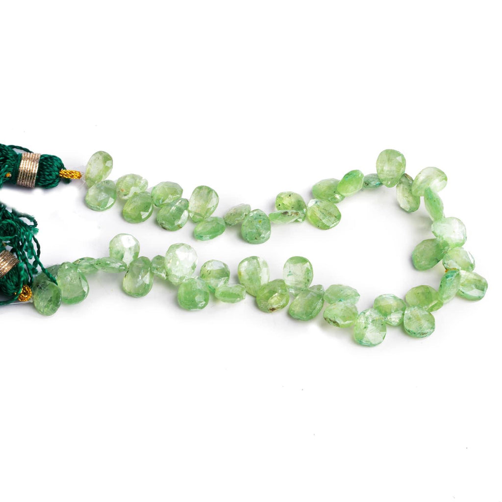 Green Kyanite Faceted Hearts 8 inch 45 beads - The Bead Traders
