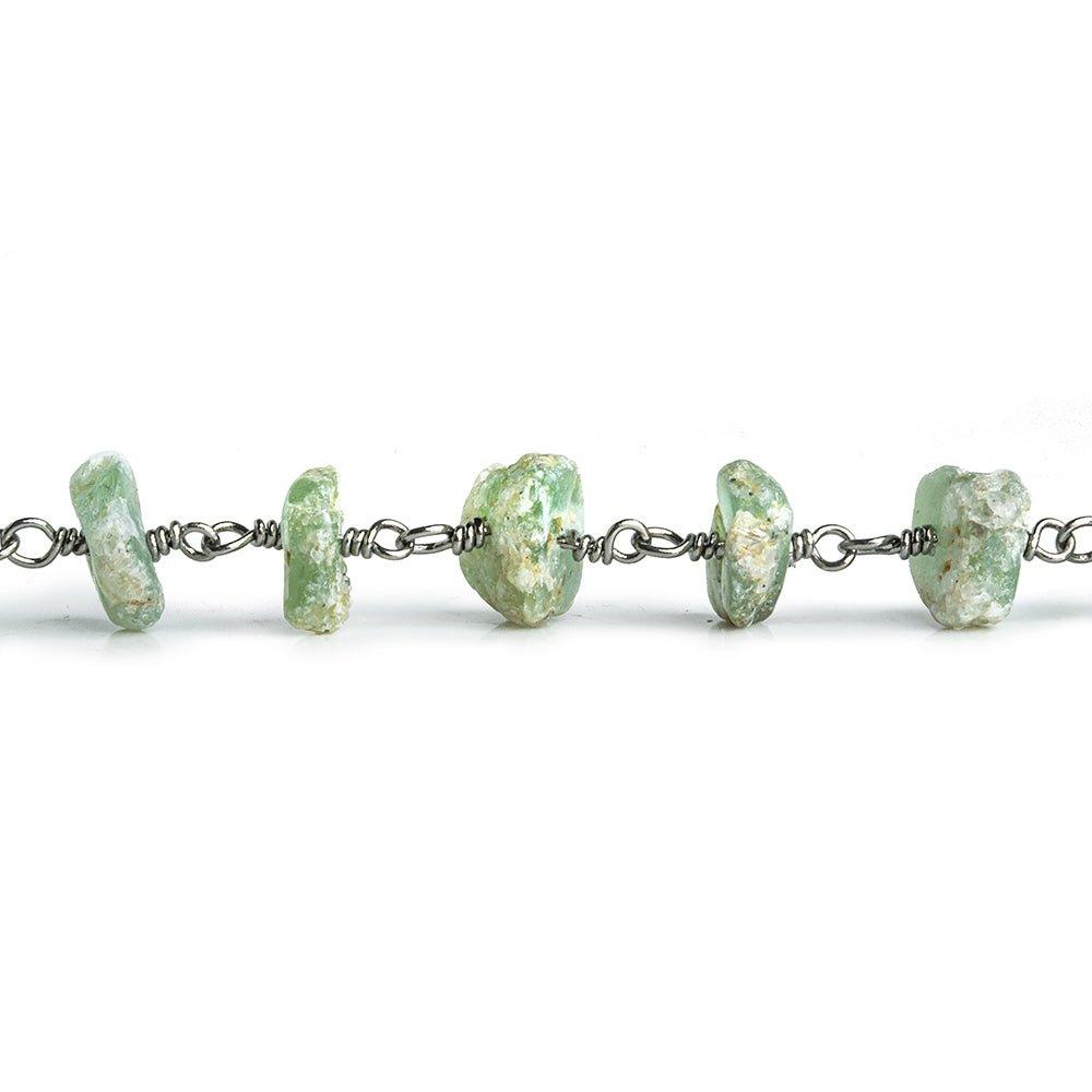 Green Kyanite Natural Crystal Black Gold Chain by the Foot 32 pieces - The Bead Traders