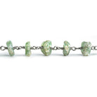 Green Kyanite Natural Crystal Black Gold Chain by the Foot 32 pieces - The Bead Traders