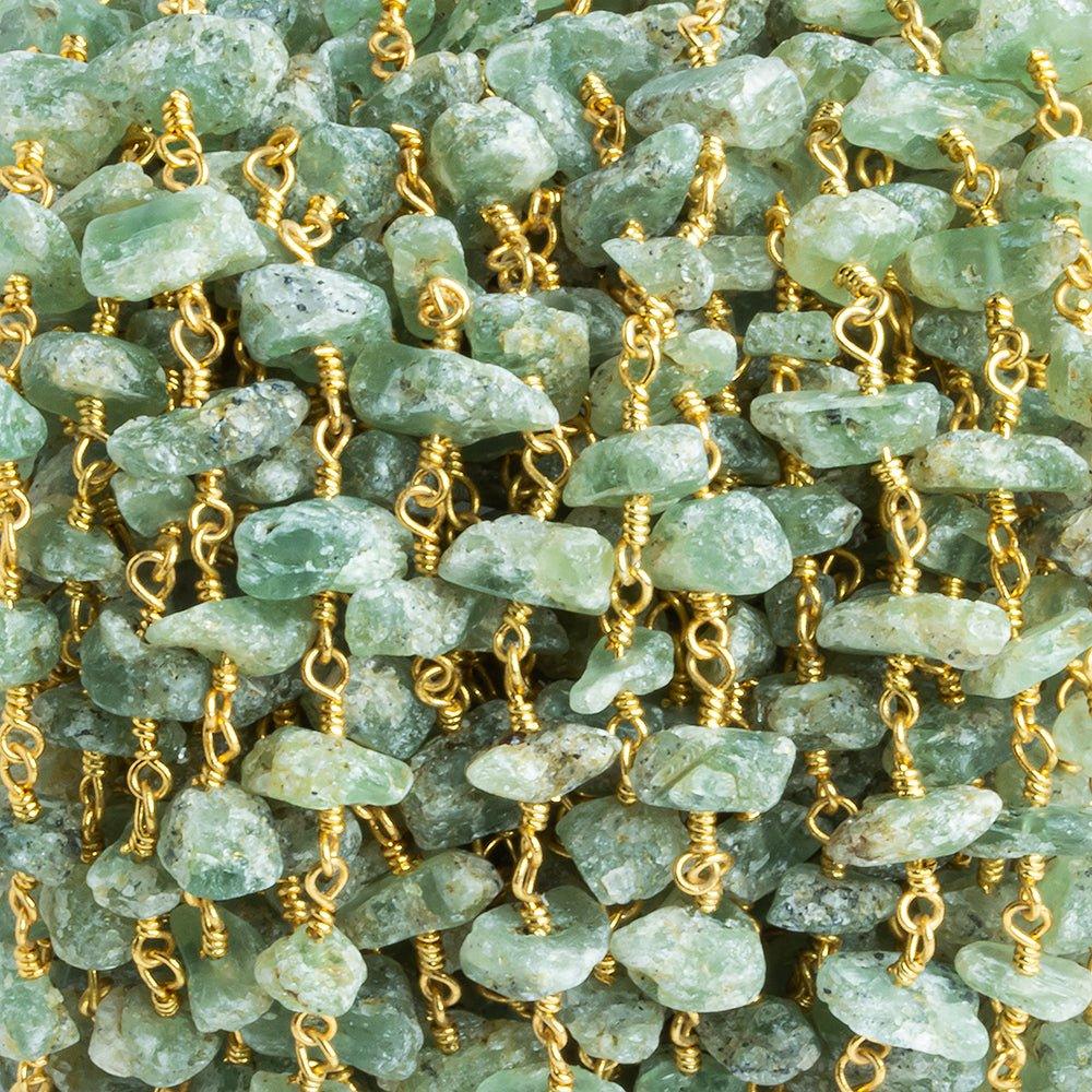 Green Kyanite Natural Crystal Gold Chain by the Foot 32 pieces - The Bead Traders