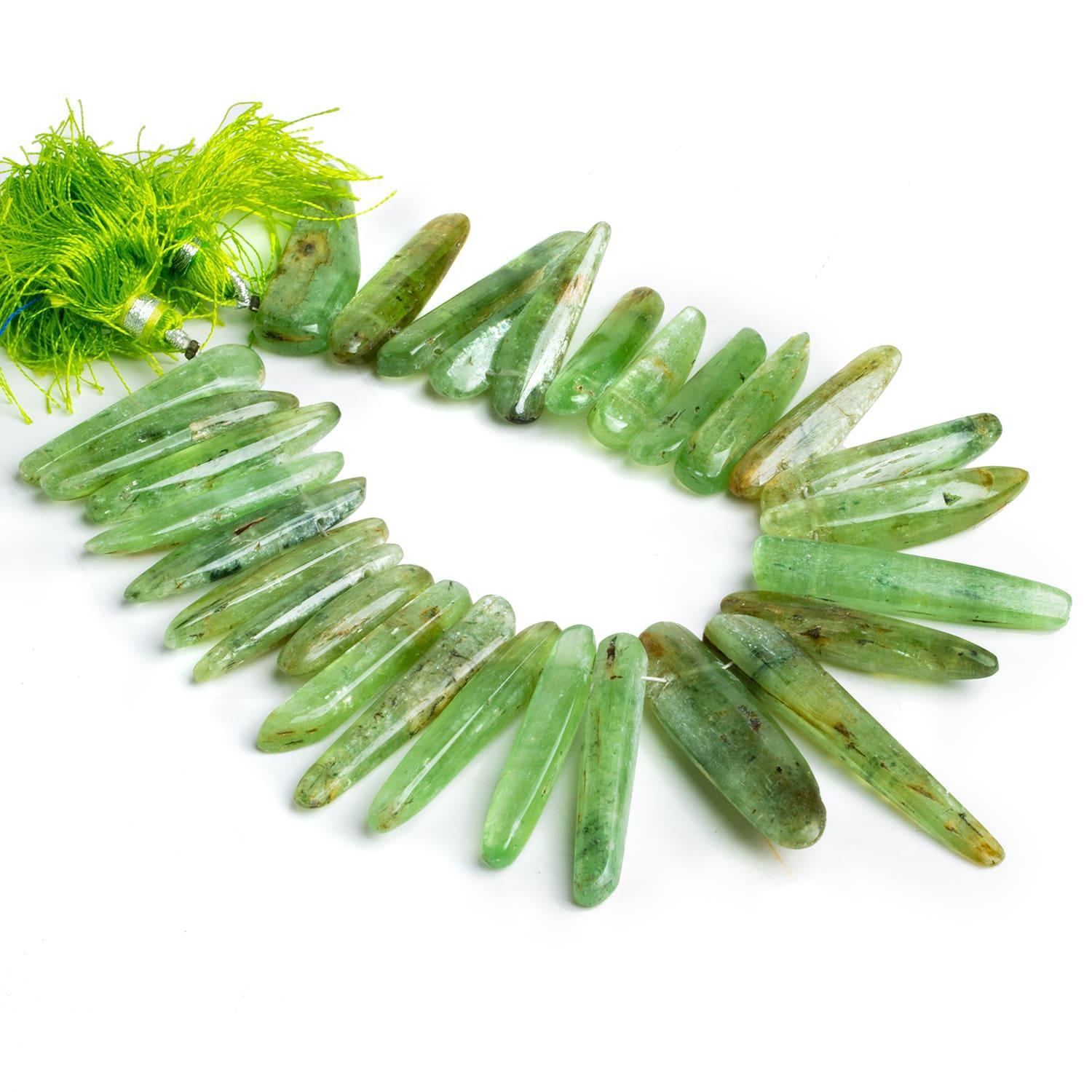 Green Kyanite Plain Nuggets 7.5 inch 28 beads - The Bead Traders