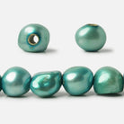 Green Large Hole Freshwater Pearl Side Drilled Baroque, 10-11mm, 15" length, 44 pcs - The Bead Traders