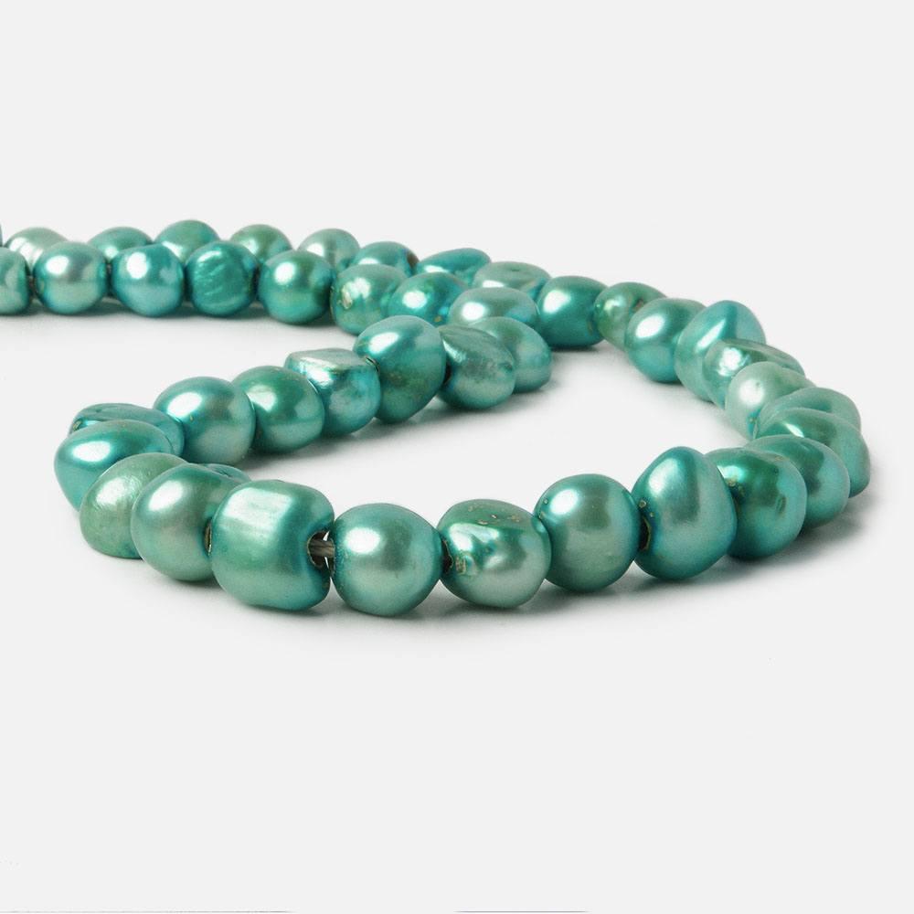 Green Large Hole Freshwater Pearl Side Drilled Baroque, 10-11mm, 15" length, 44 pcs - The Bead Traders