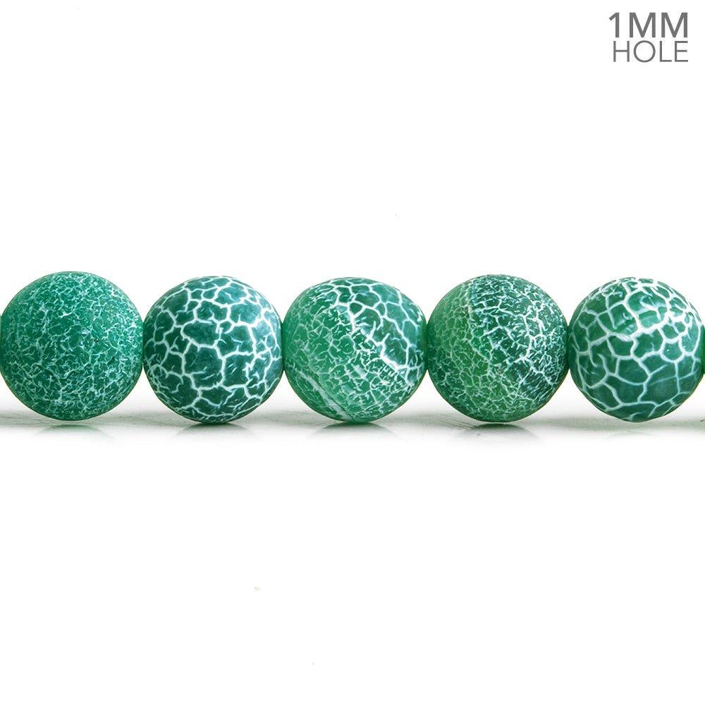 Green Matte Crackled Agate Plain Round Beads 14 inch 45 pieces - The Bead Traders