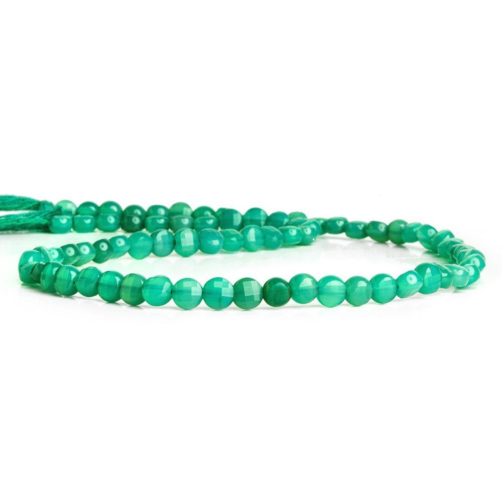 Green Onyx checkerboard calibrated faceted coins 12 inch 85 pieces - The Bead Traders