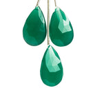 Green Onyx Faceted Pear Focal Beads 3 Pieces - The Bead Traders