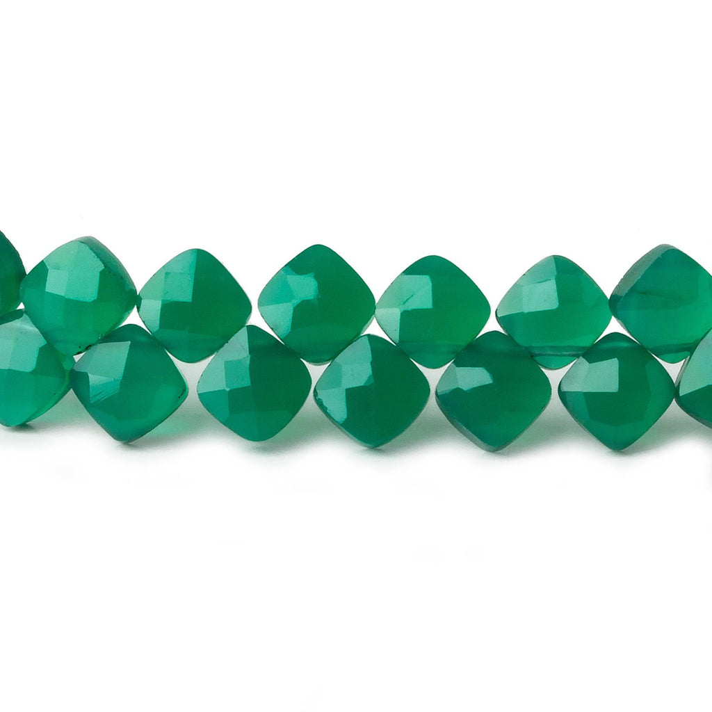 Green Onyx faceted pillow beads 7.5 inch 50 pieces A - The Bead Traders