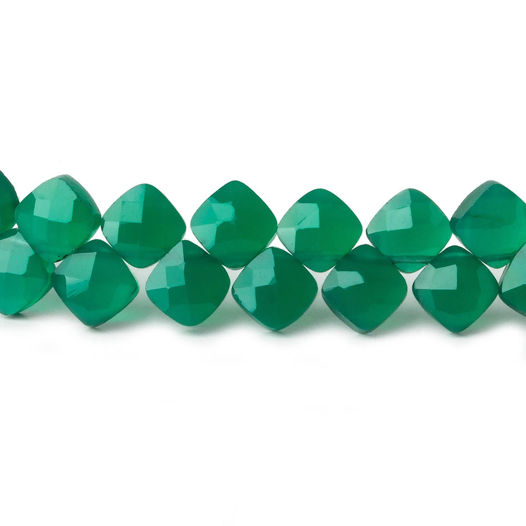 Green Onyx faceted pillow beads 7.5 inch 50 pieces A - The Bead Traders