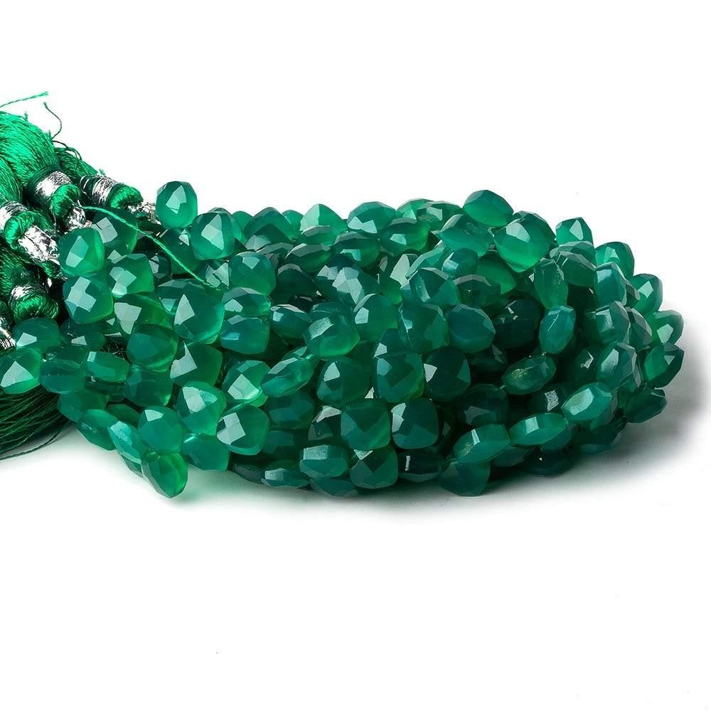 Green Onyx faceted pillow beads 7.5 inch 50 pieces A - The Bead Traders