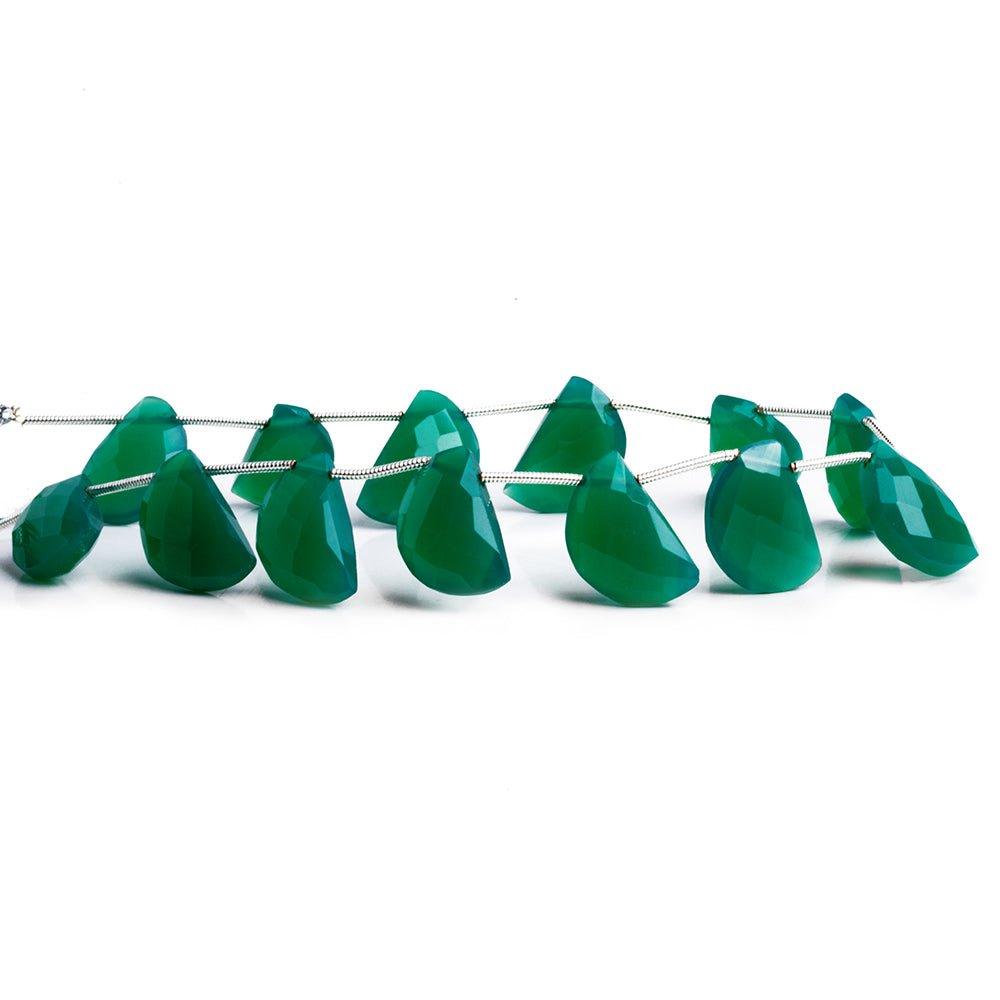 Green Onyx Half Moon Beads 8 inch 13 pieces - The Bead Traders