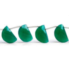 Green Onyx Half Moon Beads 8 inch 13 pieces - The Bead Traders