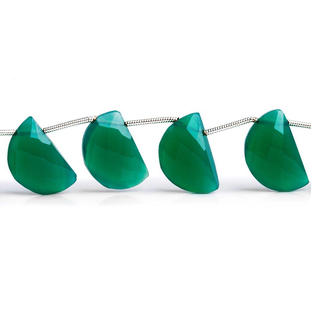 Green Onyx Half Moon Beads 8 inch 13 pieces - The Bead Traders