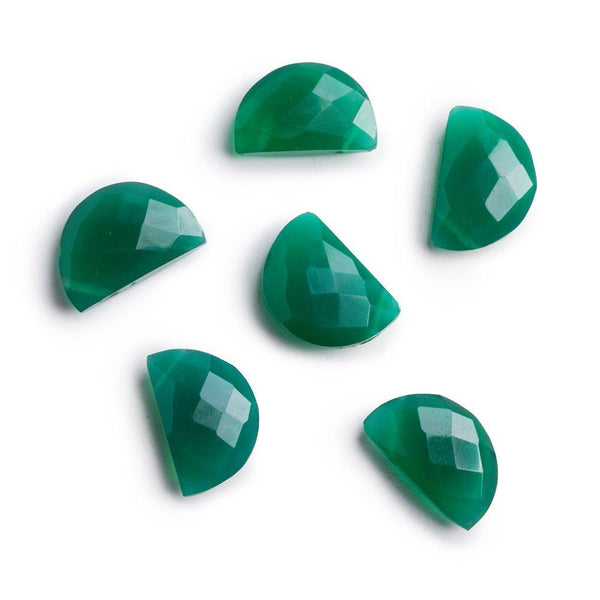 Green Onyx Half Moon Focal Beads - Set of 2