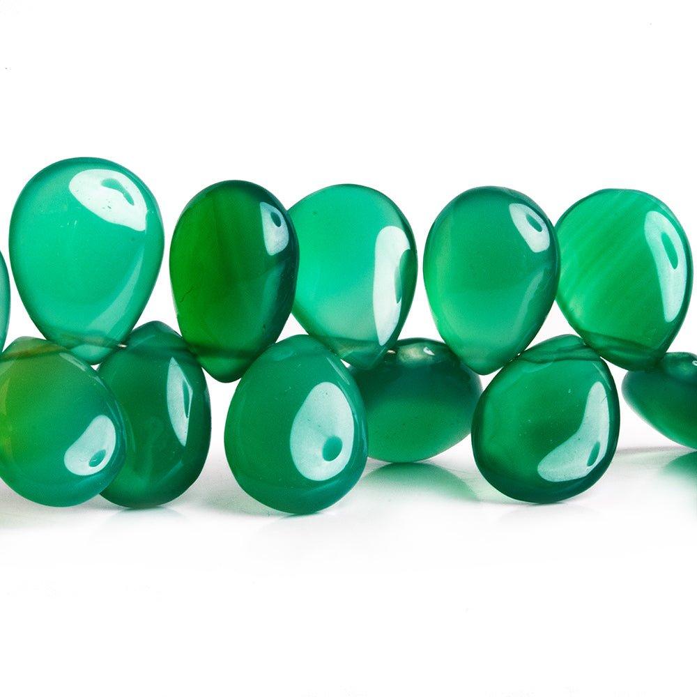 Green Onyx Plain Pear Beads 8 inch 35 pieces - The Bead Traders